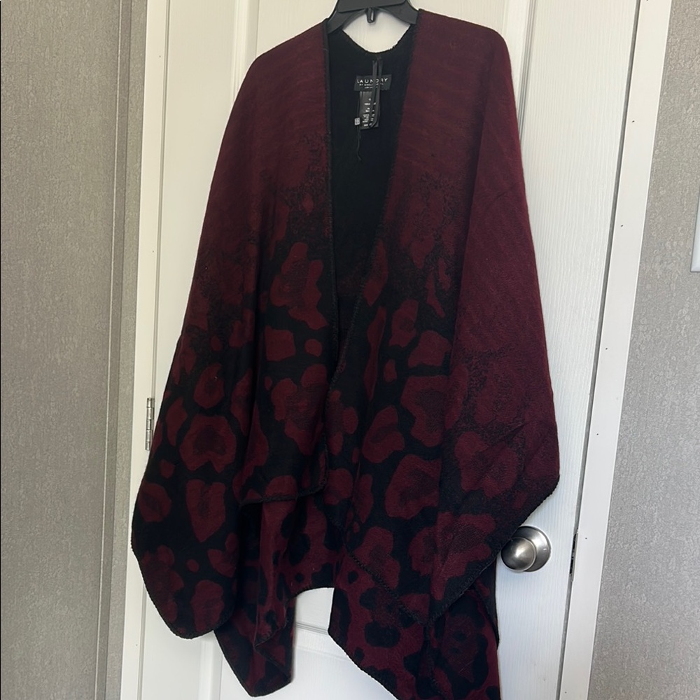 Ardene Burgundy and Black Leopard Print Poncho NWOT